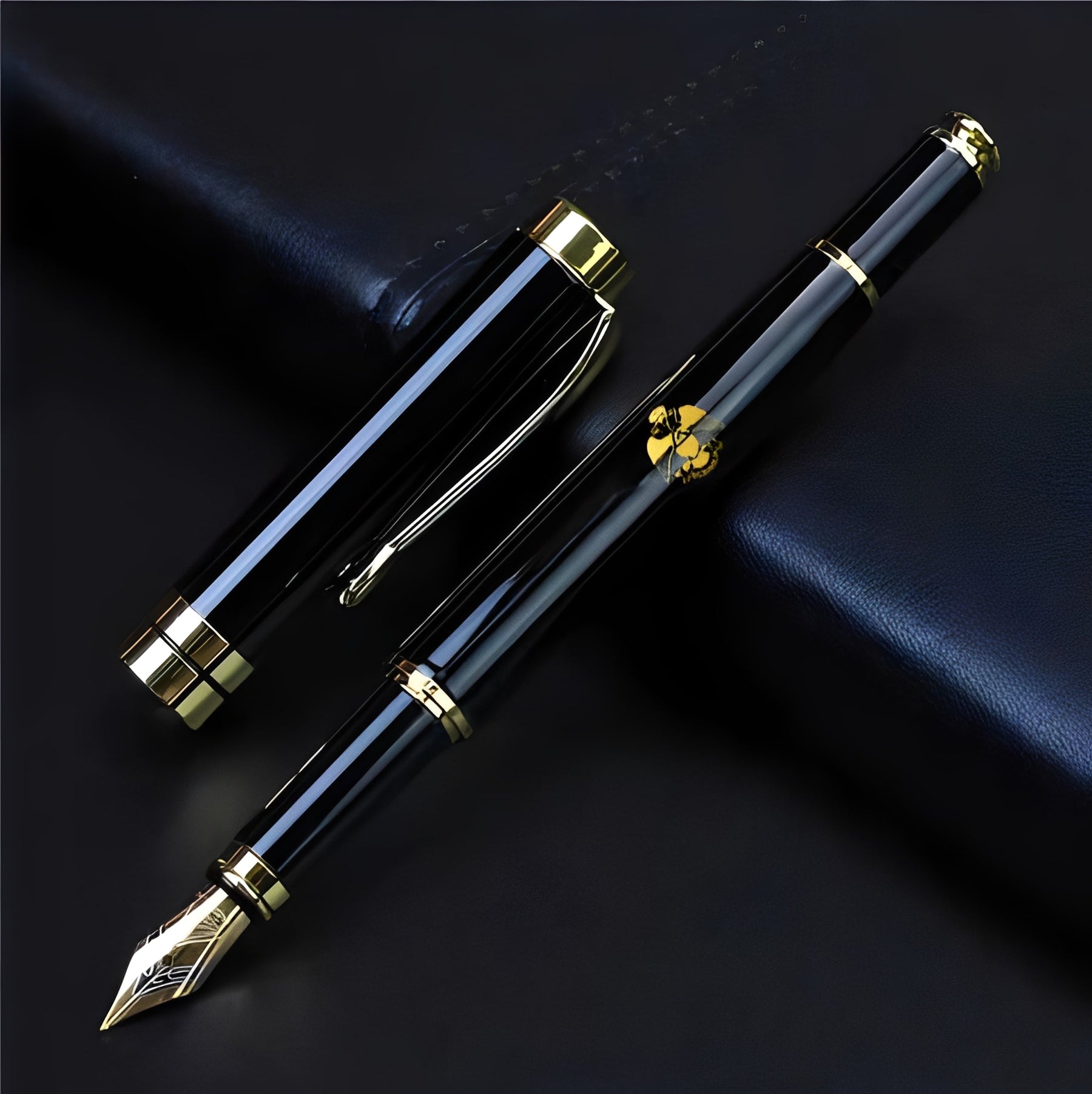 33rd Degree Scottish Rite Pen - Wings Down Black & Gold - Bricks Masons
