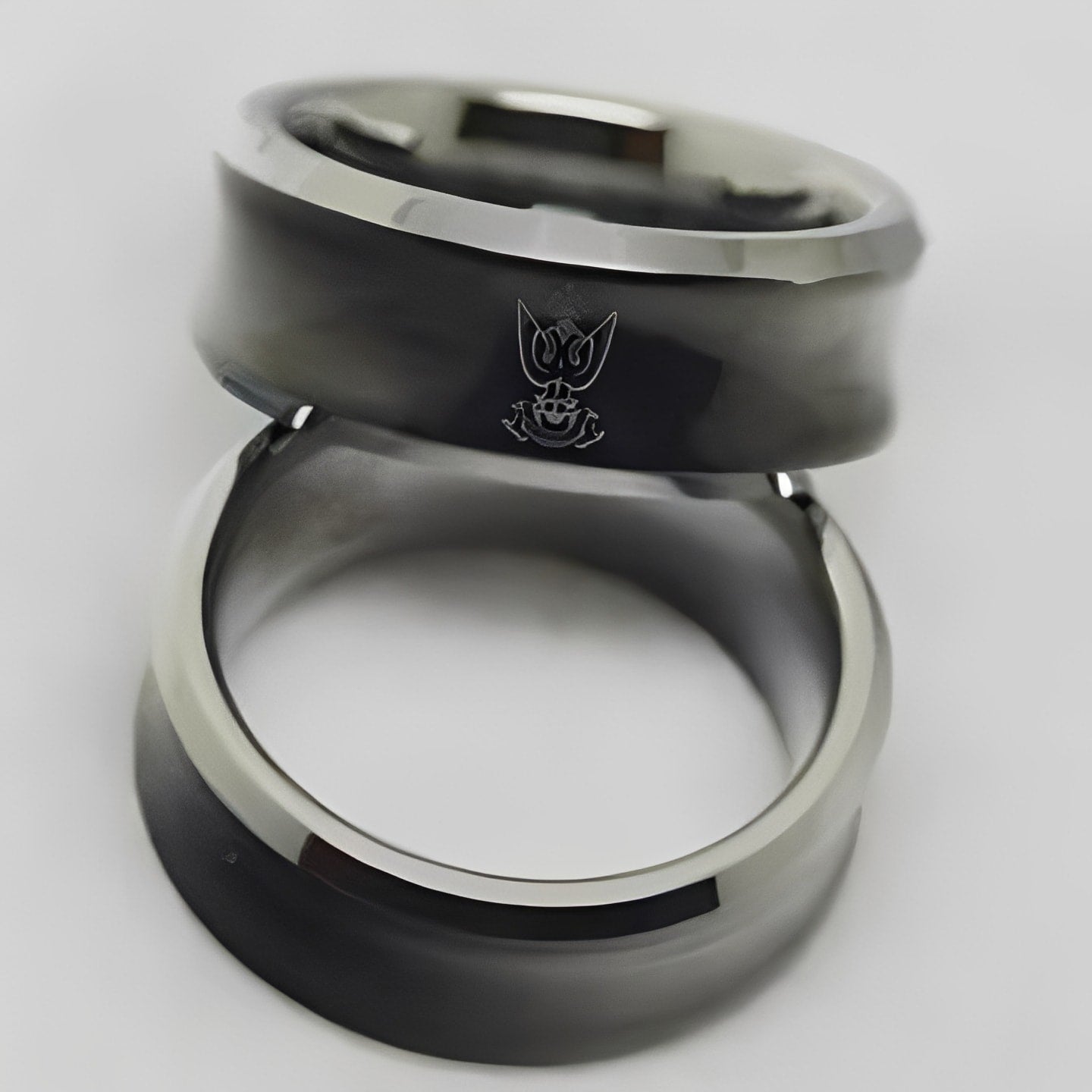 33rd Degree Scottish Rite Ring - Wings Up Black Concave Tungsten - Bricks Masons