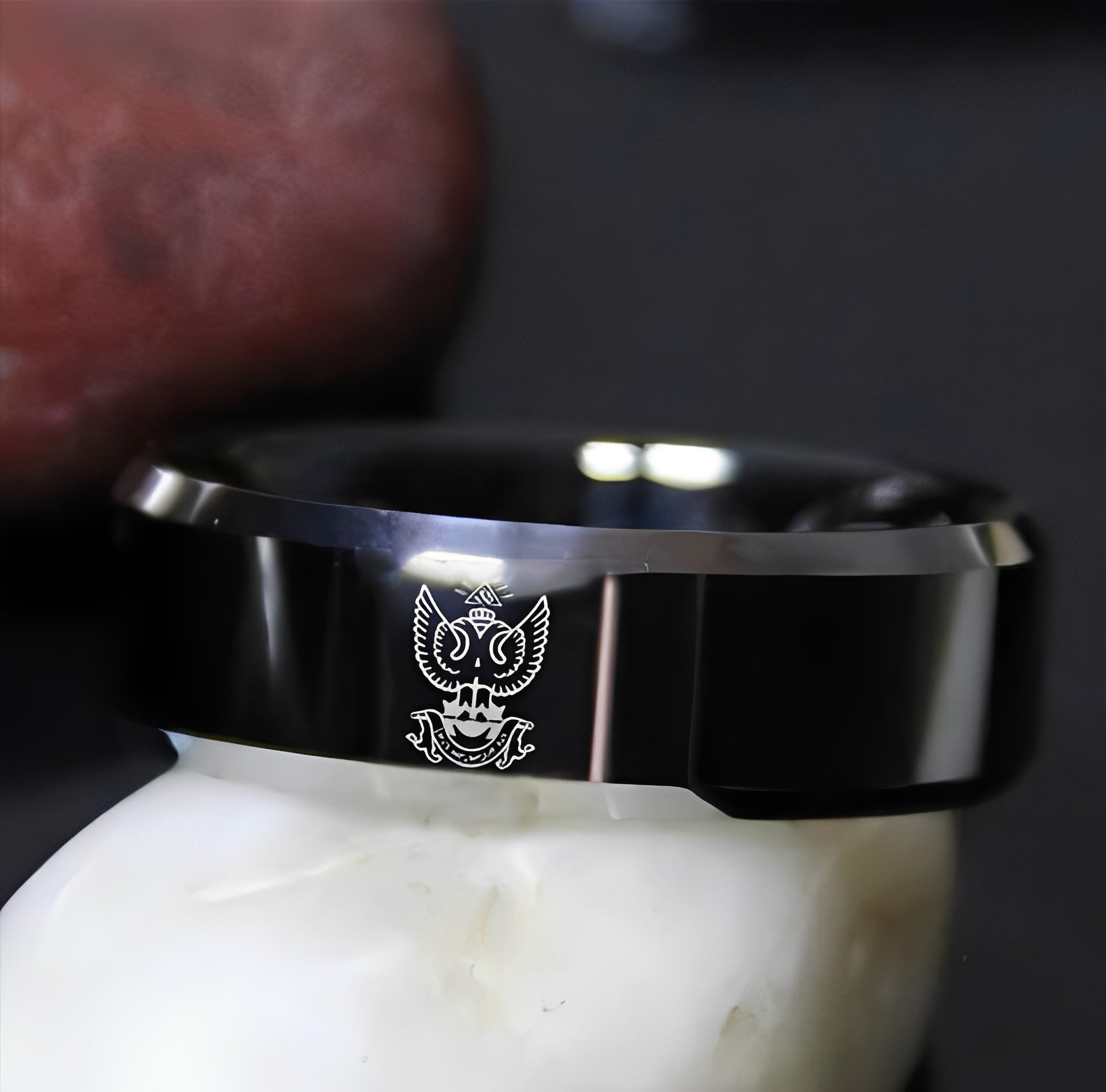 33rd Degree Scottish Rite Ring - Wings Up Black Tungsten - Bricks Masons