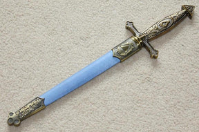 Square Compass Masonic Sword Knife Snake Flaming Blade Blue 13.6" - Bricks Masons