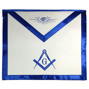 Master Mason Blue Lodge Apron - Blue Satin Square & Compass G - Bricks Masons