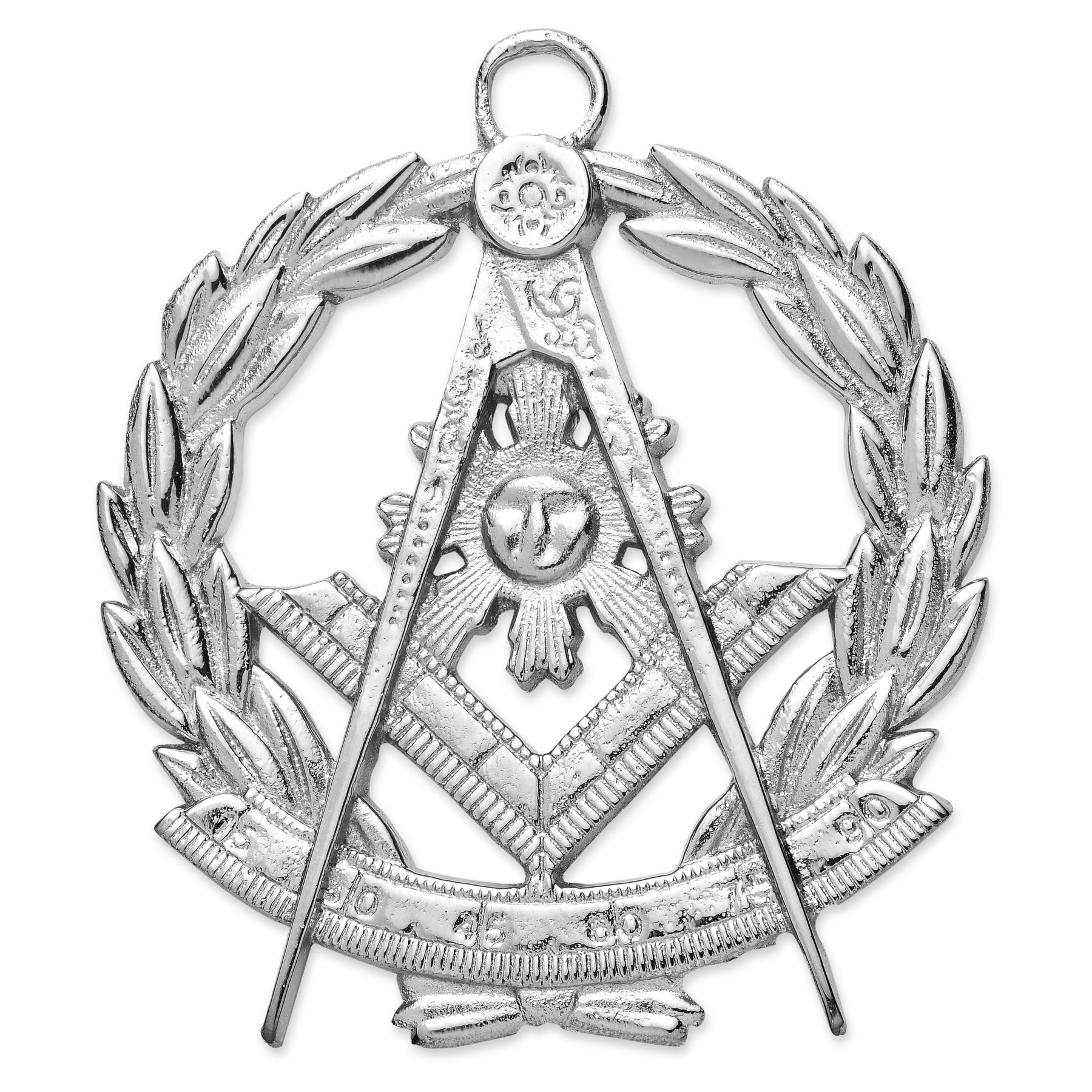 Grand Past Master Blue Lodge California Regulation Collar Jewel - Quadrant & Square With Wreath - Bricks Masons