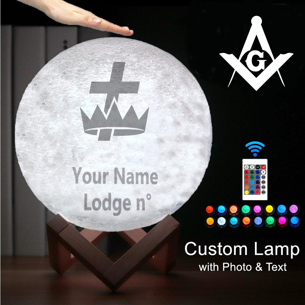 Knights Templar Commandery Lamp - 3D Moon Various Colors - Bricks Masons