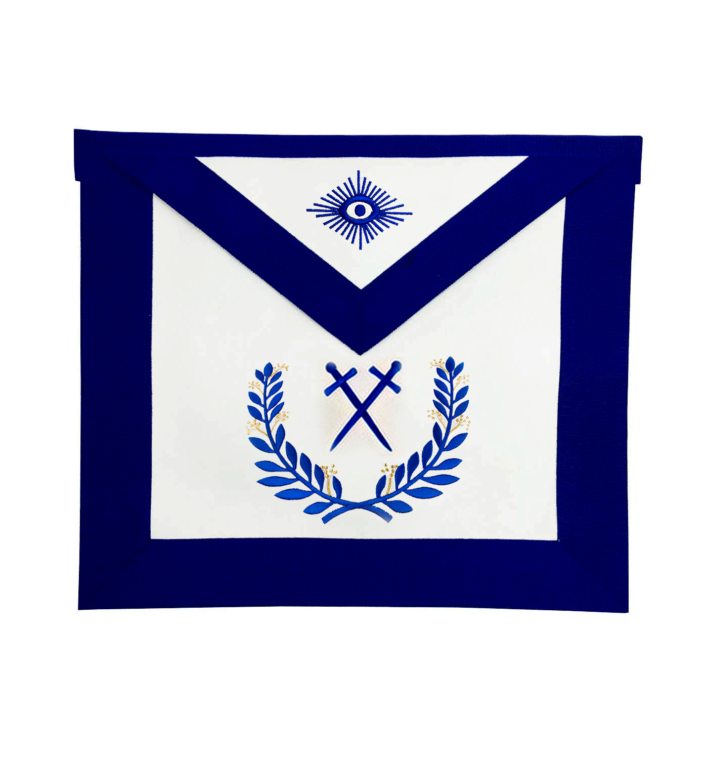 Sentinel Blue Lodge Officer Apron - Royal Blue Wreath Embroidery - Bricks Masons