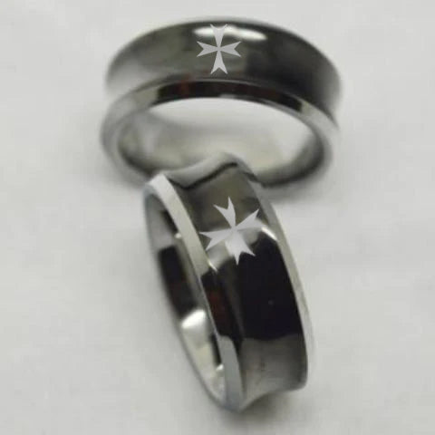 Order of Malta Commandery Ring - Black Concave Tungsten - Bricks Masons