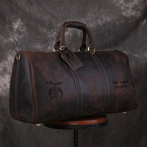 Shriners Travel Bag - Genuine Vintage Leather - Bricks Masons