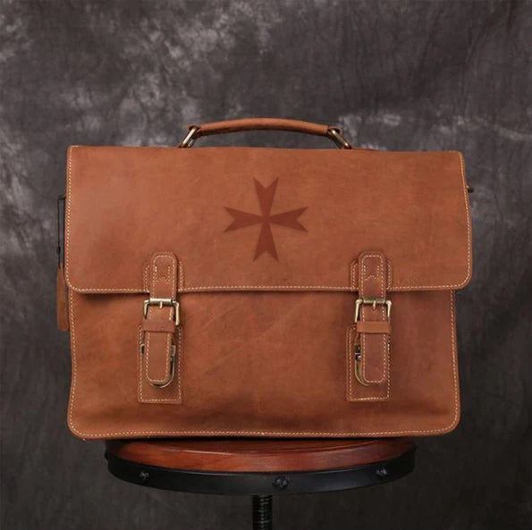 Order of Malta Briefcase - Handmade Leather - Bricks Masons