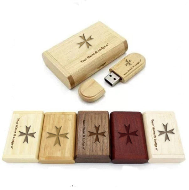 Order Of Malta Commandery USB Flash Drive - Various Wood Colors - Bricks Masons