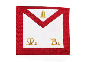 Junior Warden Scottish Rite Apron - Red Moire Gold Embroidery - Bricks Masons