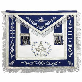 Master Mason Blue Lodge Apron - Royal Blue with Silver Fringe - Bricks Masons