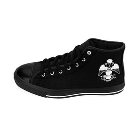 33rd Degree Scottish Rite Sneaker - Wings Down High-top Black & White - Bricks Masons
