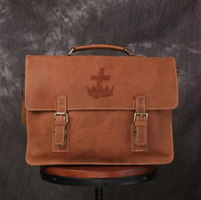 Knights Templar Briefcase - Handmade Leather - Bricks Masons