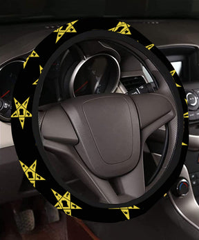 OES Steering Wheel Cover - White & Gold - Bricks Masons