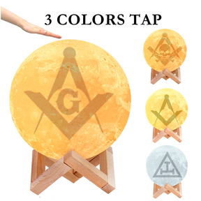 Master Mason Blue Lodge Lamp - 3D Moon Various Colors - Bricks Masons