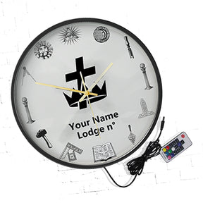 Knights Templar Commandery Clock - Frame with LED - Bricks Masons