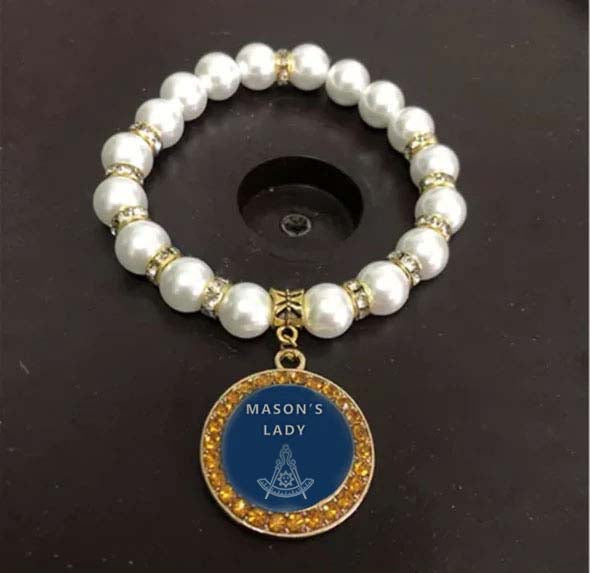 Past Master Blue Lodge  California Regulation Bracelet - Gold and White - Bricks Masons