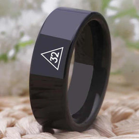 32nd Degree Scottish Rite Ring - Black Tungsten - Bricks Masons