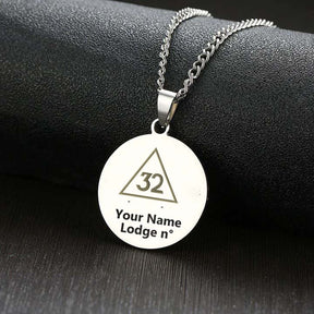 32nd Degree Scottish Rite Necklace - Various Stainless Steel Colors - Bricks Masons