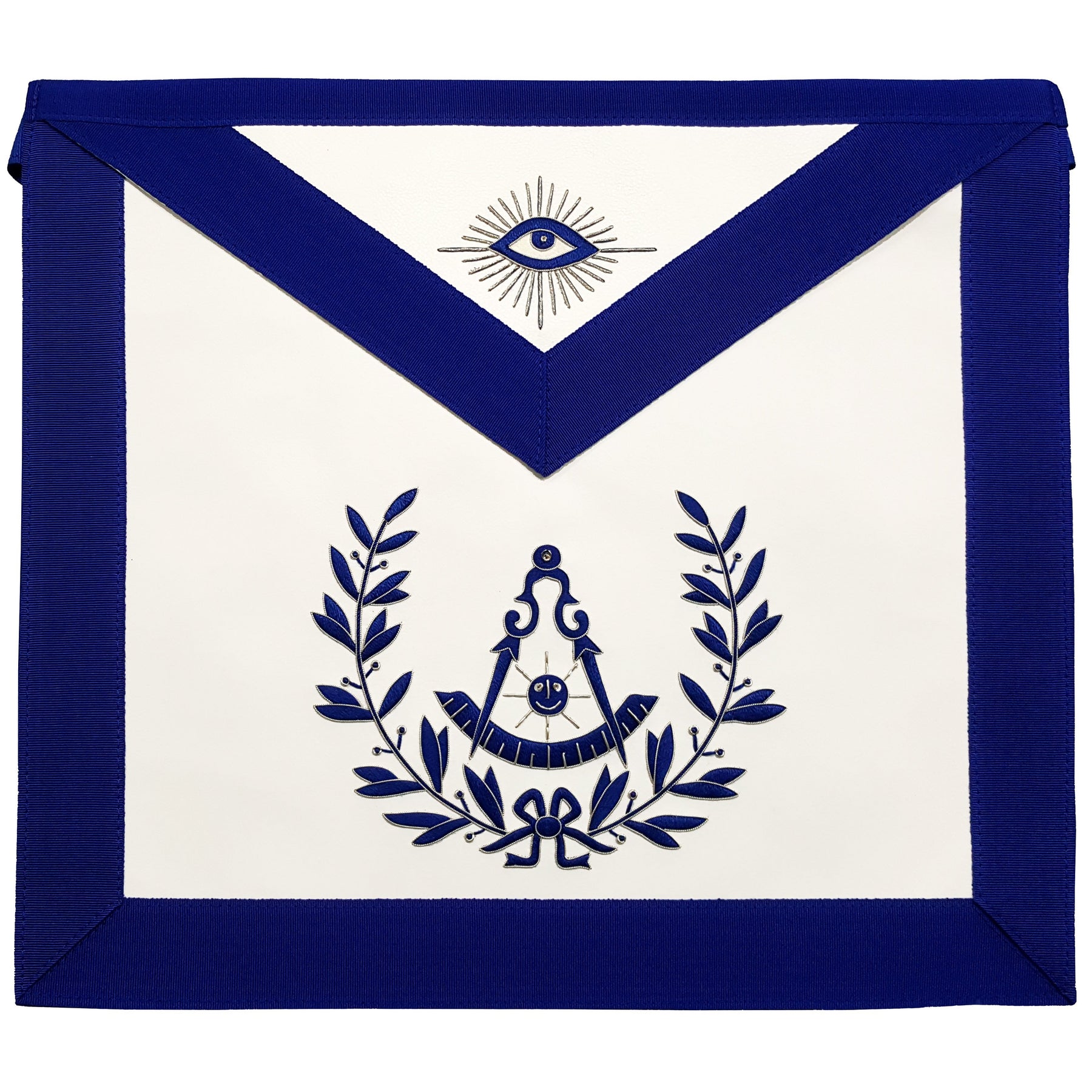 Past Master Blue Lodge Apron - Royal Blue with Wreath - Bricks Masons
