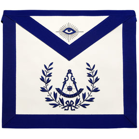 Past Master Blue Lodge Apron - Royal Blue with Wreath - Bricks Masons