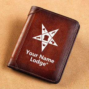 OES Wallet - Brown Leather - Bricks Masons