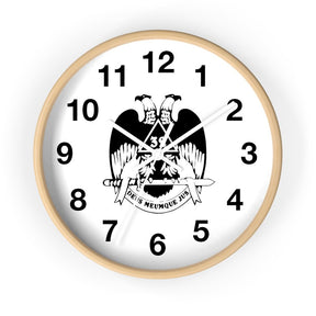 32nd Degree Scottish Rite Clock - Wings Down Wooden Frame - Bricks Masons