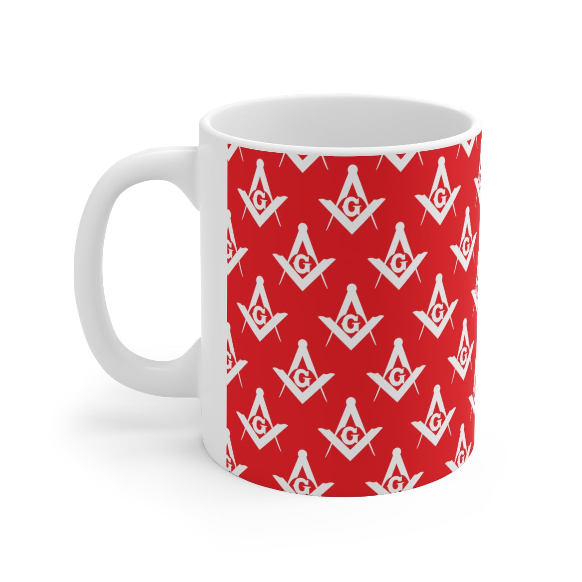 Master Mason Blue Lodge Mug - White and Red Ceramic for Christmas - Bricks Masons