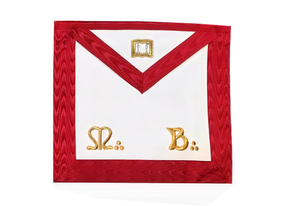 Orator Scottish Rite Apron - Red Moire Gold Embroidery - Bricks Masons