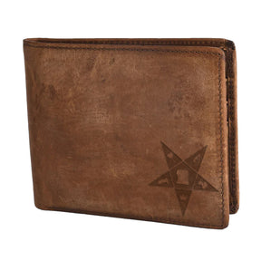 Handmade Leather OES Wallet - Light & Dark Brown - Bricks Masons