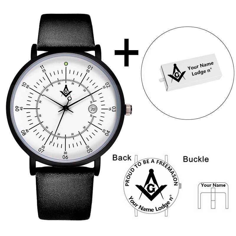 Master Mason Blue Lodge Wristwatch - Leather Straps - Bricks Masons