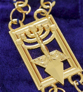 Council Chain Collar - Gold Plated on Purple Velvet - Bricks Masons