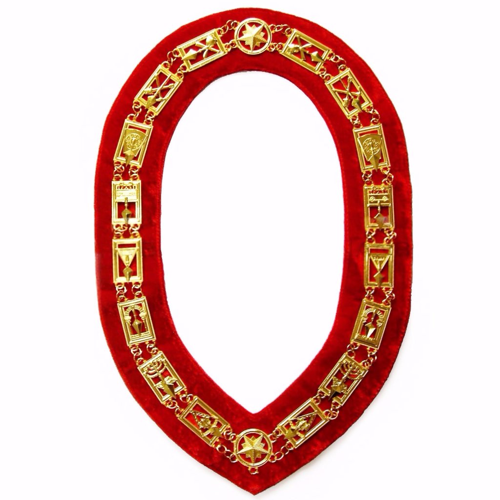 Council Chain Collar - Gold Plated on Red Velvet - Bricks Masons