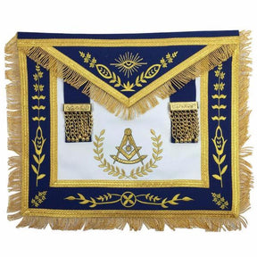 Past Master Blue Lodge Apron - White & Royal Blue - Bricks Masons
