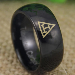 Royal Arch Chapter Ring - Black Dome Tungsten - Bricks Masons