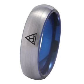 Royal Arch Chapter Ring - Silver With Blue Tungsten - Bricks Masons