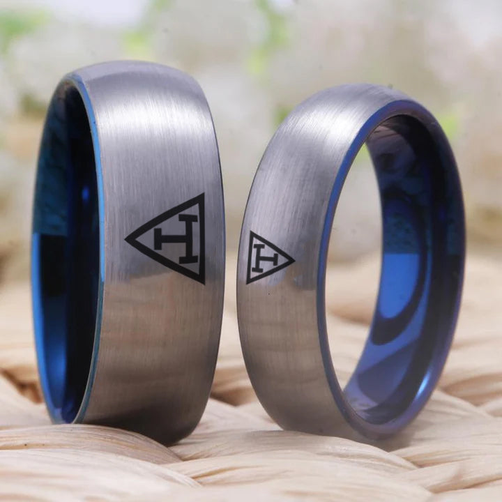 Royal Arch Chapter Ring - Silver With Blue Tungsten - Bricks Masons