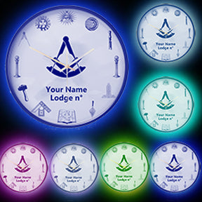 Past Master Blue Lodge Clock - Frame with LED - Bricks Masons