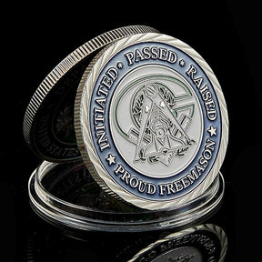 Master Mason Blue Lodge Coin - Faith Hope Charity Making Good Men Better Silver - Bricks Masons