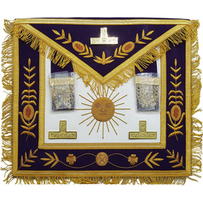 Past Master Blue Lodge California Regulation Apron - Gold Sun & Vinework - Bricks Masons