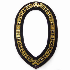Royal Arch Chapter Chain Collar - Gold Plated on Purple Velvet - Bricks Masons