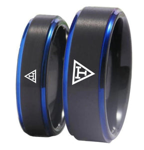 Royal Arch Chapter Ring - Black Blue Tungsten - Bricks Masons
