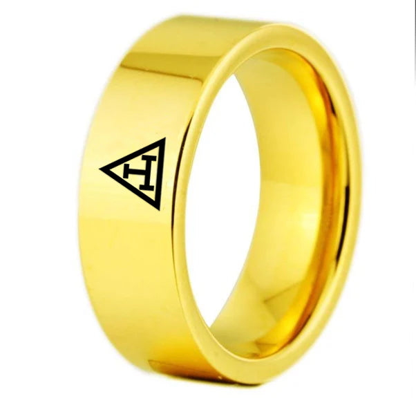 Royal Arch Chapter Ring - Gold Color Pipe Cut Tungsten - Bricks Masons