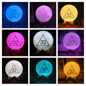 32nd Degree Scottish Rite Lamp - 3D Moon Various Colors - Bricks Masons