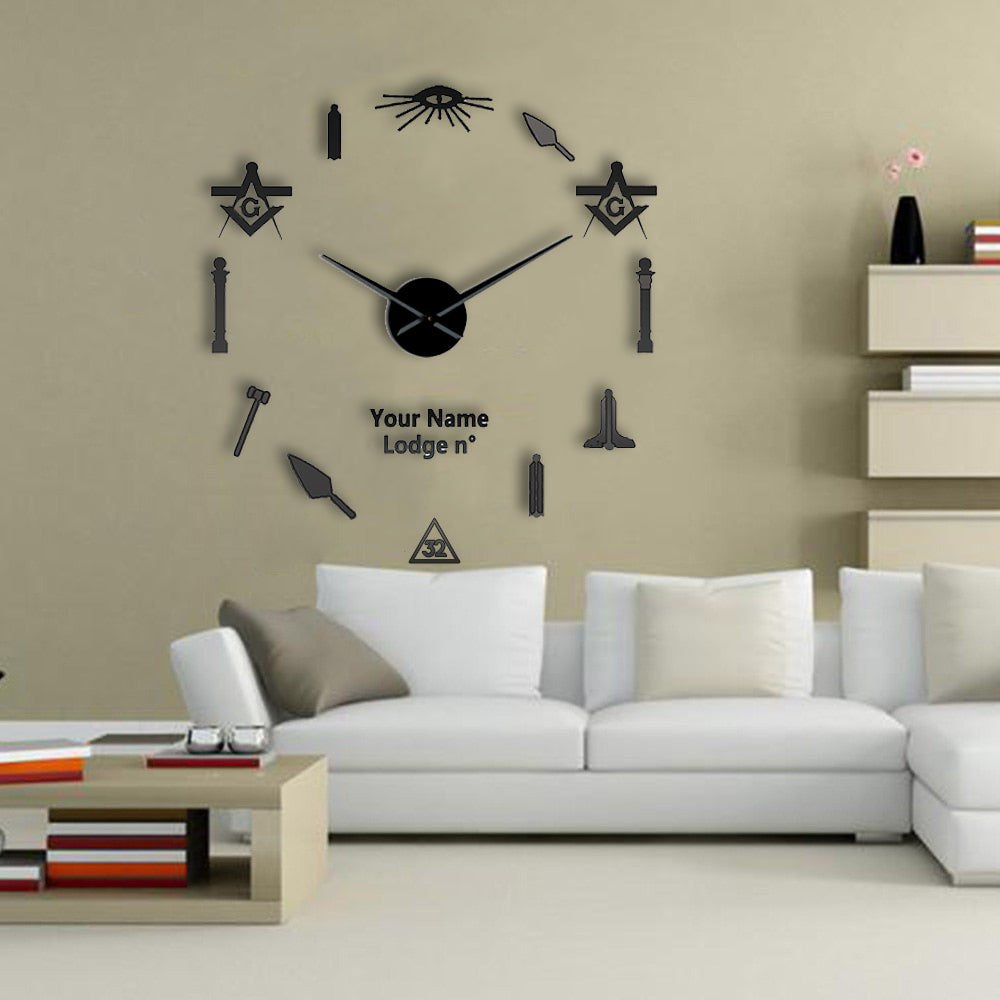 32nd Degree Scottish Rite Clock - Frameless Design - Bricks Masons