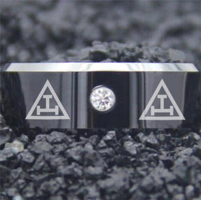 Royal Arch Chapter Ring - Black Silver Bevel With CZ Stone - Bricks Masons