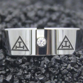 Royal Arch Chapter Ring - Silver Pipe With CZ Stone - Bricks Masons
