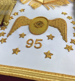 95th Degree Memphis Misraim French Regulation Regalia Set - Maroon Hand Embroidery - Bricks Masons