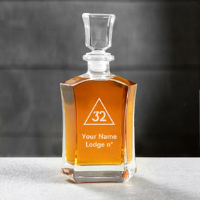 32nd Degree Scottish Rite Decanter - 23 oz. Whiskey Glass - Bricks Masons