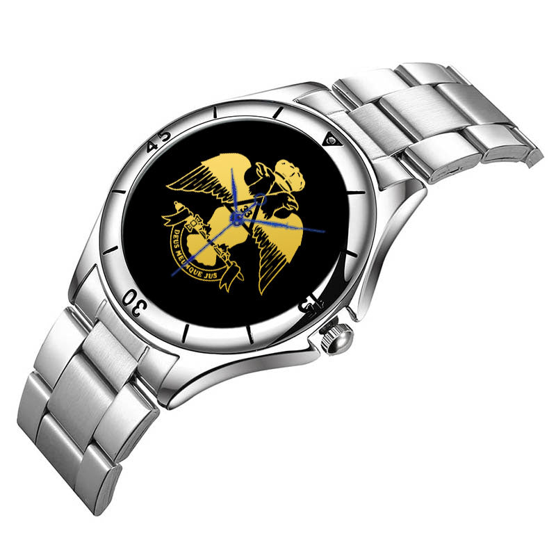 33rd Degree Scottish Rite Wristwatch - Wings Down Stainless Steel - Bricks Masons