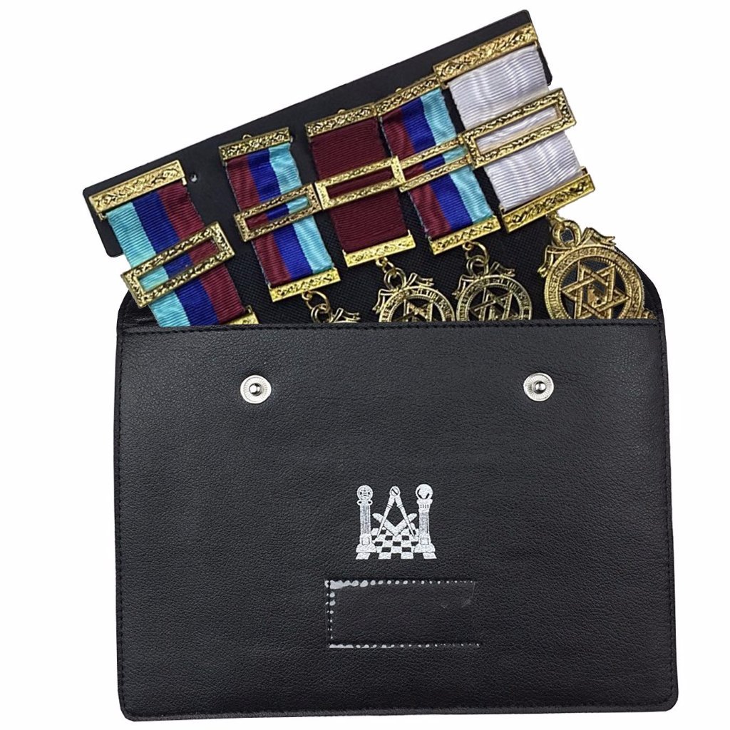 Masonic Jewels Case - X Large Black Imitation Leather - Bricks Masons